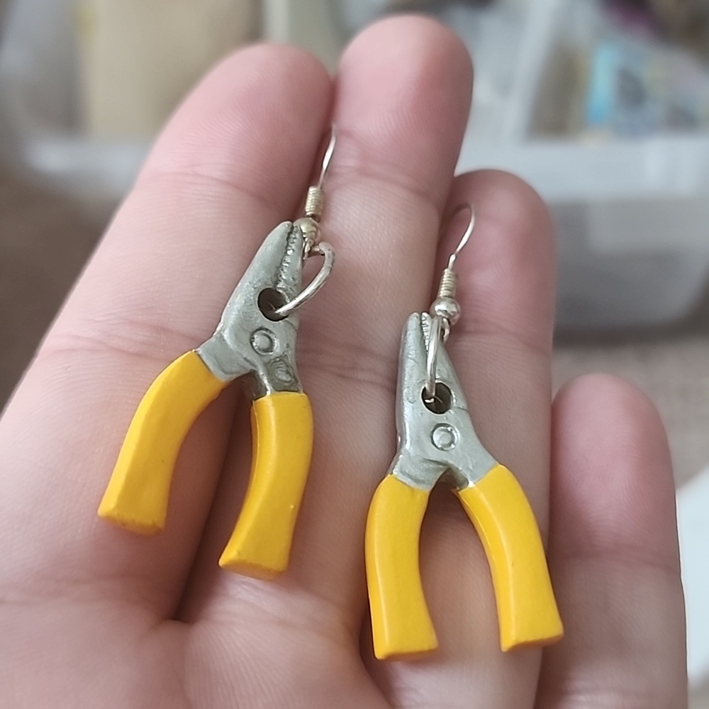 Yellow Pliers Earrings - Picture 3 of 3